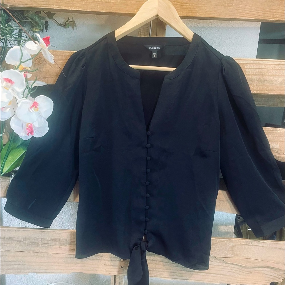 Express Women's Modern  Black Button Down Blouse  Size M